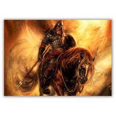 Магнит на холодильник большой - A4, Богатырь на коне Drabs