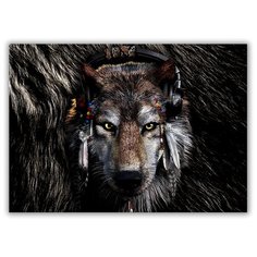 Магнит на холодильник малый - A5, Волк в наушниках Drabs