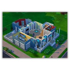 Магнит на холодильник большой - A4, sims, дом без крыши вид сверху Drabs