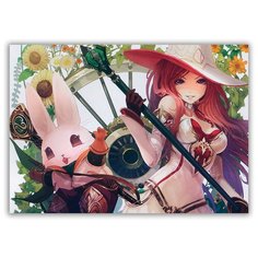 Магнит на холодильник большой - A4, аниме девушка в шляпе Drabs