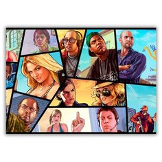 Магнит на холодильник большой - A4, GTA, ГТА, персонажи в кадрах Drabs