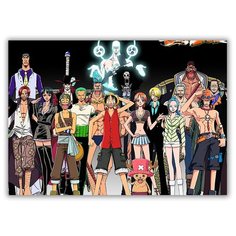 Магнит на холодильник большой - A4, onepiece, герои на черном фоне Drabs