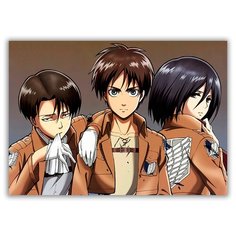 Магнит на холодильник малый - A5, атака титанов, 3 героя с мечами Drabs