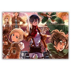 Магнит на холодильник малый - A5, атака титанов, надпись территория девушек Drabs