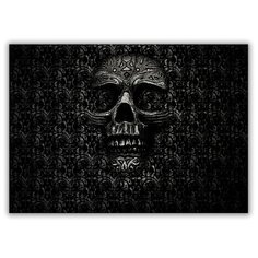 Магнит на холодильник большой - A4, Black Skull череп Drabs