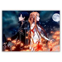 Магнит на холодильник большой - A4, Sword Art Online, спина к спине, луна Drabs