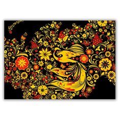 Магнит на холодильник малый - A5, Роспись хохлома Drabs