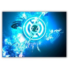 Магнит на холодильник большой - A4, Синий знак флеша Drabs