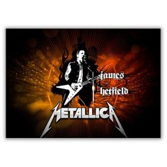 Магнит на холодильник большой - A4, METALLICA James Hetfield c гитарой Drabs