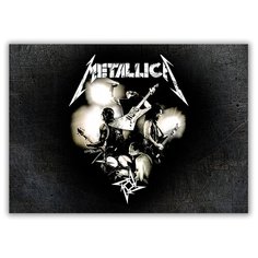 Магнит на холодильник большой - A4, METALLICA черно-белая Drabs