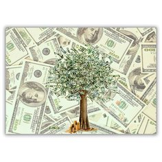Магнит на холодильник большой - A4, Дерево из долларов Drabs