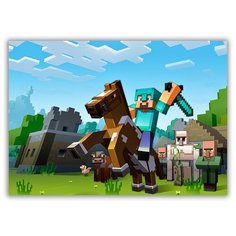 Магнит на холодильник большой - A4, Minecraft, Майнкрафт на коне Drabs