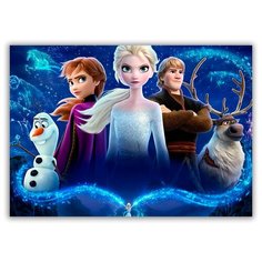 Магнит на холодильник большой - A4, холодное сердце, суровые лица девушек, парень, олень и снеговик Drabs