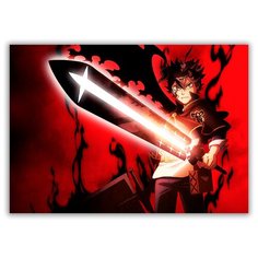 Магнит на холодильник малый - A5, черный клевер, светящийся меч Drabs