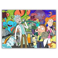 Магнит на холодильник малый - A5, рик и морти, много героев Drabs