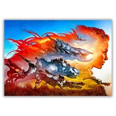 Магнит на холодильник большой - A4, Horizon zero dawn Drabs