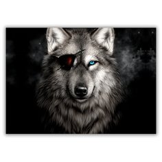 Магнит на холодильник большой - A4, Волк с повязкой Drabs