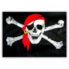 Магнит на холодильник большой - A4, пиратский флаг, красная повязка Drabs