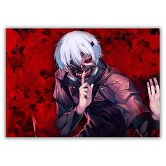 Магнит на холодильник малый - A5, Токийский гуль на красном Drabs