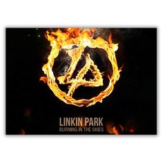 Магнит на холодильник большой - A4, linkin park черно-белая эмблема Drabs