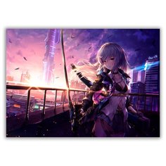 Магнит на холодильник большой - A4, Аниме Warrior Girl with Sword Drabs