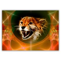 Магнит на холодильник большой - A4, Неоновый гепард Drabs