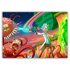 Магнит на холодильник малый - A5, рик и морти, профессор стреляет, мальчишка схвачен Drabs