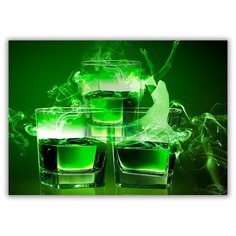 Магнит на холодильник большой - A4, Абсент зеленый Drabs