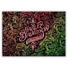 Магнит на холодильник большой - A4, Harley Davidson Art logo цветная Drabs