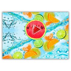 Магнит на холодильник большой - A4, Арбуз, дольки апельсина Drabs