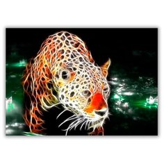 Магнит на холодильник большой - A4, Гепард и кувшинки Drabs