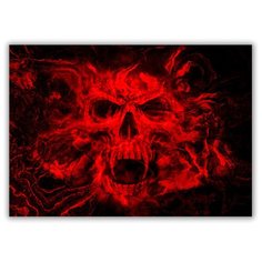 Магнит на холодильник большой - A4, Red skull Drabs