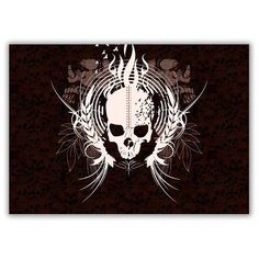 Магнит на холодильник большой - A4, skull tribal Drabs