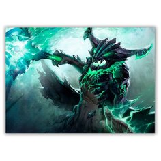 Магнит на холодильник большой - A4, Dota зеленое пламя Drabs
