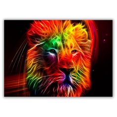 Магнит на холодильник большой - A4, Неоновый лев Drabs