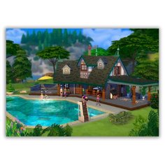 Магнит на холодильник большой - A4, sims, бассейн, вышка Drabs