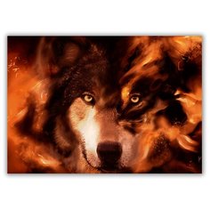 Магнит на холодильник малый - A5, Огненный волк Drabs