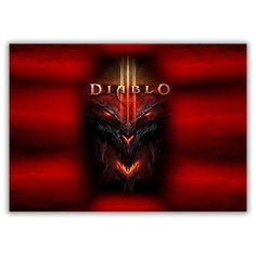 Магнит на холодильник большой - A4, DIABLO на красном Drabs