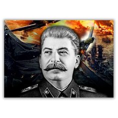 Магнит на холодильник большой - A4, Сталин Drabs