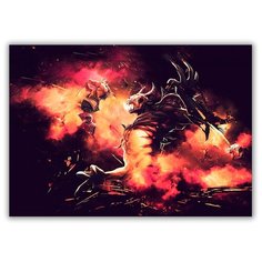 Магнит на холодильник большой - A4, Dota сражение с огненным драконом Drabs