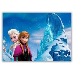 Магнит на холодильник малый - A5, холодное сердце, 2 девушки и замок Drabs