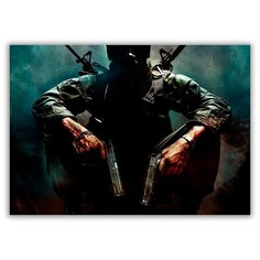 Магнит на холодильник большой - A4, Call of duty, мужик с двумя пистолетами Drabs
