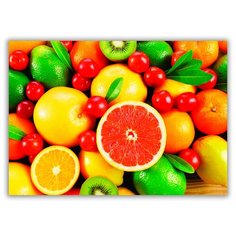 Магнит на холодильник большой - A4, Фрукты, ягоды. Апельсин, киви Drabs