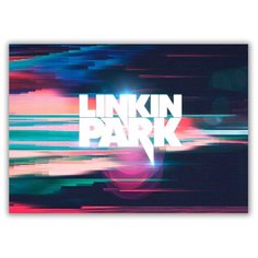 Магнит на холодильник большой - A4, Linkin Park Разноцветные блики Drabs