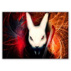 Магнит на холодильник малый - A5, Кролик с мачете Drabs