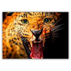 Магнит на холодильник большой - A4, Тигр с окровавленной пастью Drabs