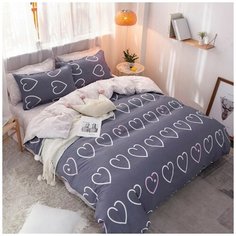 Комплект постельного белья Mency House Heart Big 2-х спальный, Поплин, наволочки 70х70