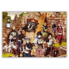 Магнит на холодильник малый - A5, черный клевер, много героев, черный флаг Drabs