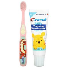 Crest, детский тренировочный набор зубной пасты + щетка, 0-3 года, Винни Пух, мягкий клубничный гель, 1 комлект