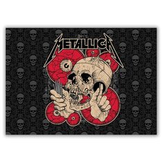 Магнит на холодильник большой - A4, Metallica Череп Drabs